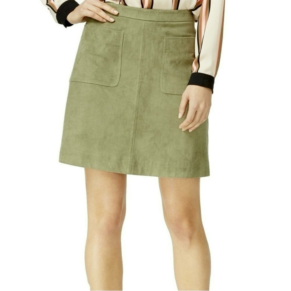 Two By Vince Camuto Olive Green Faux Suede High Waist Mini Skirt Size 14 XL
